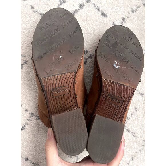 Womens Korks Brandi Clogs Brown Leather Platform Mules Slip On Size 10 M - Picture 3 of 7